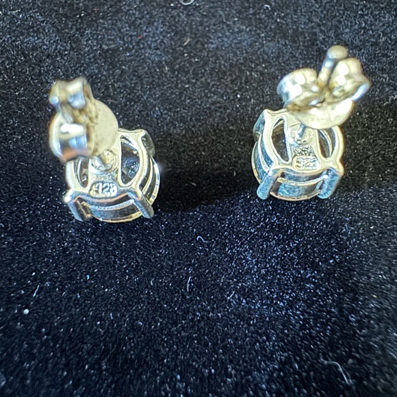 2 Ct Citrine pale Solitaire Stud Earrings Sterling Silver~2.95g - Picture 2 of 5